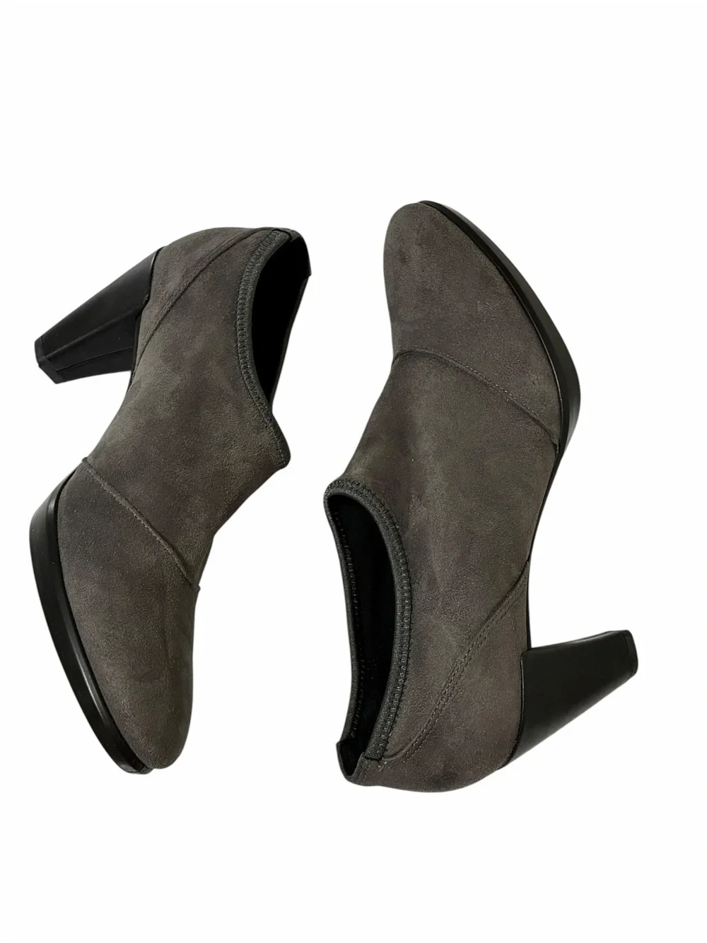 Ecco Shoes Suede Ankle Booties Gray US 8 Heeled Slip‎ On EU 39 Comfort Portugal